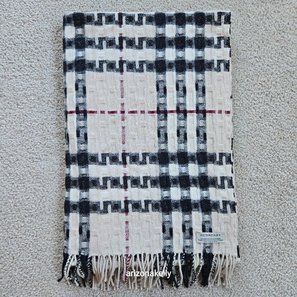 Burberry Merino Cashmere Woven Plaid Scarf - Picture 1 of 16